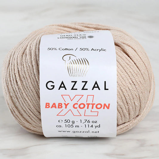 Gazzal Baby Cotton XL Knitting Yarn, Beige -3424