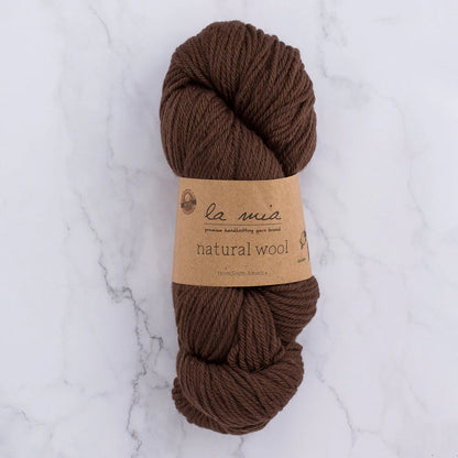 La Mia Natural Wool Knitting Yarn Hank - Brown - H7