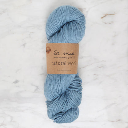 La Mia Natural Wool Knitting Yarn Hank, Blue - L204