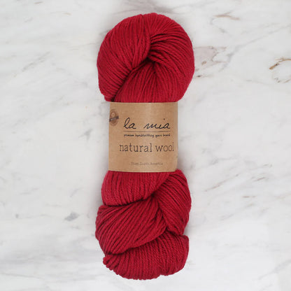 La Mia Natural Wool Knitting Yarn Hank, Dark Red - L893
